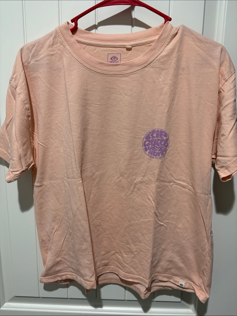 Rip Curl Peach Short Sleeve Tee with Purple Logo